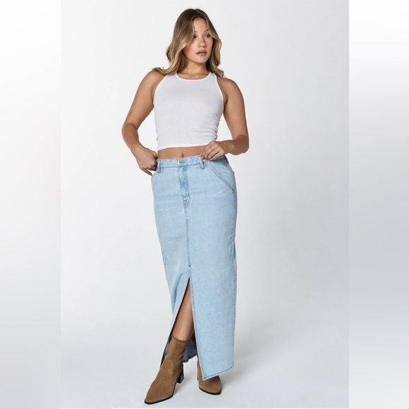 UNPUBLISHED ‘Mateo’ Mid-Rise Denim Maxi Skirt In  Santa Fe - Picture 1 of 16